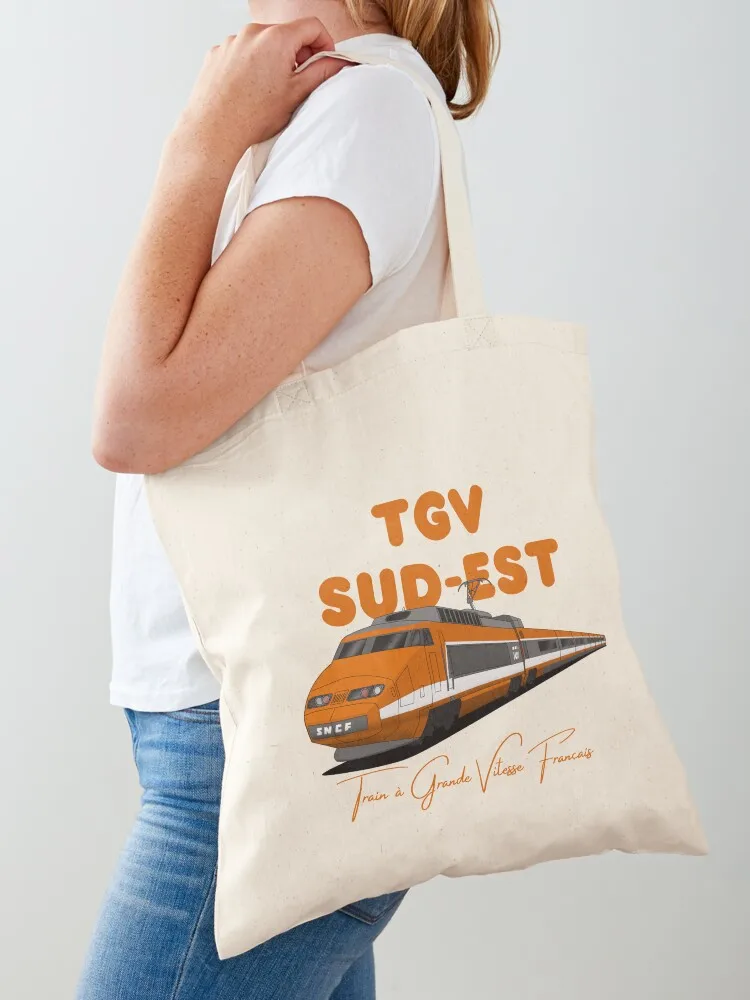 TGV Sud-Est قاطرة عمل فني حمل حقيبة حقائب النساء قماش حقيبة كتف حقائب نسائية حقيبة كيس لطيف