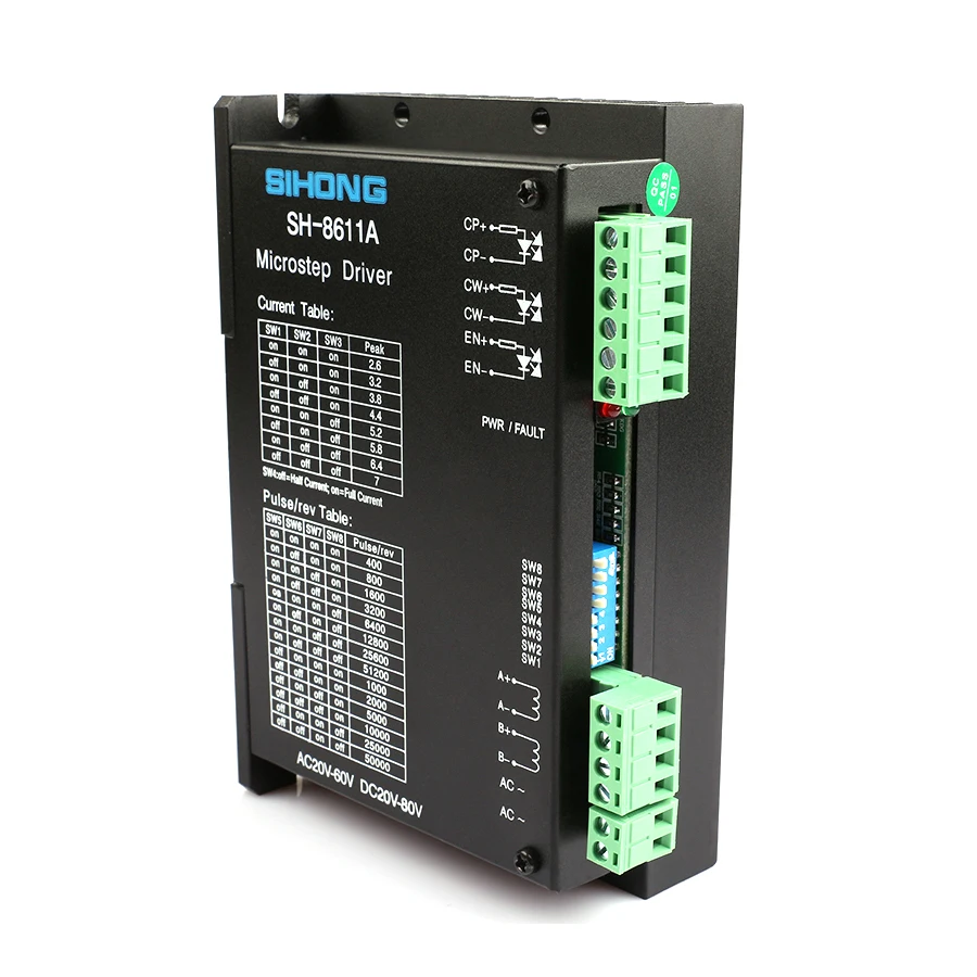 Siheng SH-8611A 80V DC Motor 6A محرك متدرج محرك لسلسلة 57، 60، 86 محركات متدرج هجينة بحلقة مغلقة