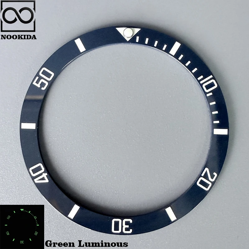 NOOKIDA 38-30.5mm Green Luminous Flat Ceramics Bezel Insert Fit 40mm Watch Case NH35 NH36 Movement Bezel