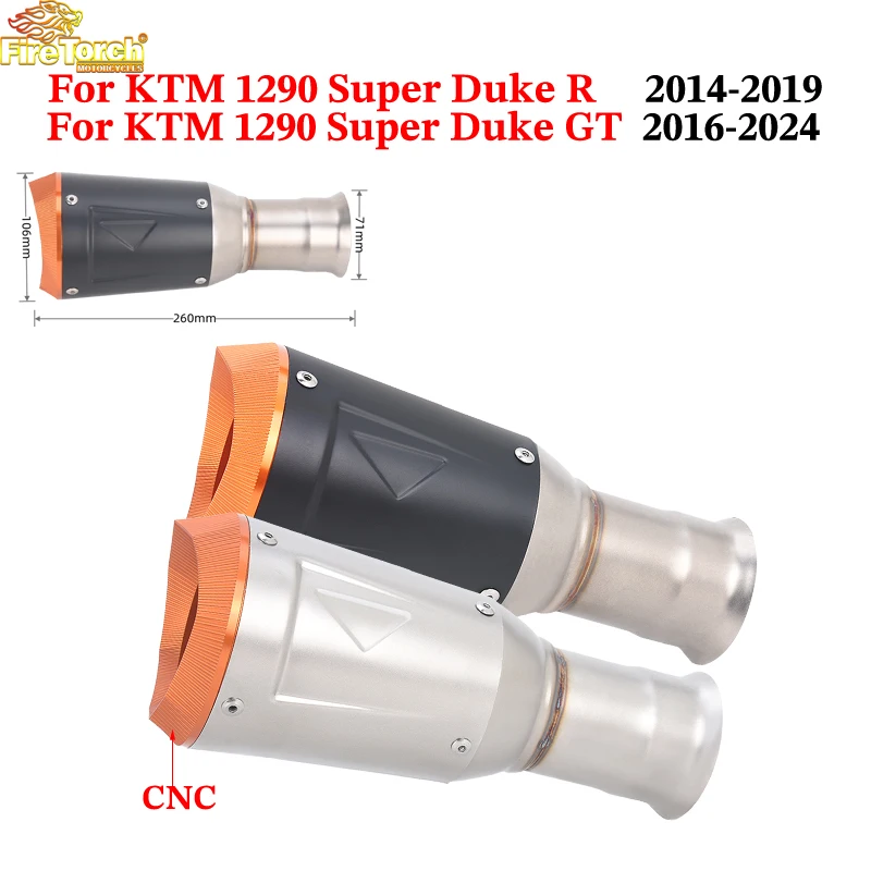 

Slip On For KTM 1290 Super Duke R 2014-2019 Motorcycle Exhaust Escape Pipe For KTM 1290 Super Duke GT 2016-2024 CNC Muffler Pipe