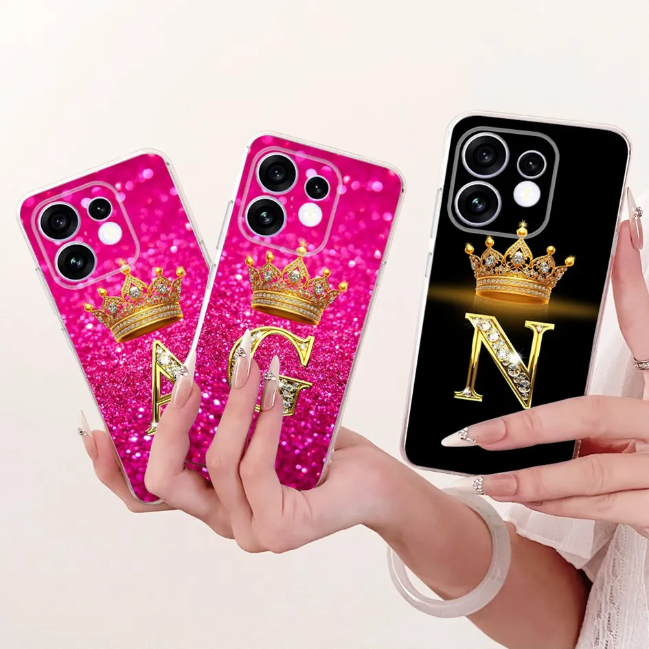 For OPPO Reno 16 2026 Case Reno16 Pro Cover Cute Initial Letters Soft Slim Silicone Protective Cases For OPPO Reno 16F 16FS Capa