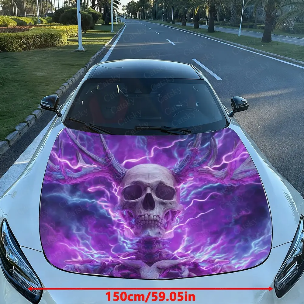 Brilliant Antlers Skeleton Car Hood Sticker, Easy To Install And Remove, Independence Day Car Decoration, Suitable For A-class S