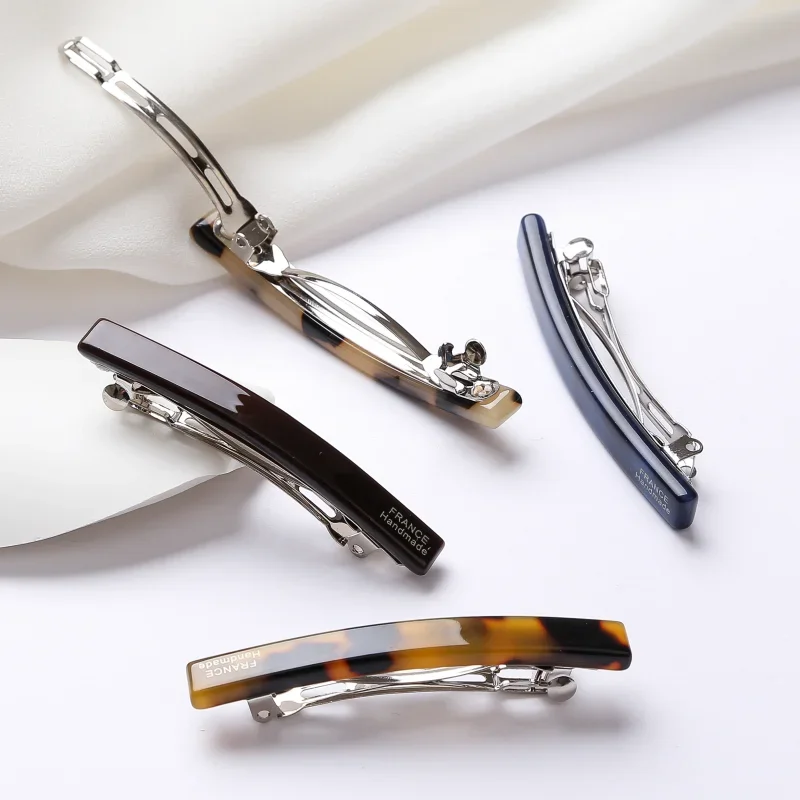 مشابك شعر رفيعة مقاس 6 سم، مشابك شعر فرنسية ربيعية لنمط شعر كعكة، إكسسوارات شعر عصرية باللون الأزرق للفتيات والنساء