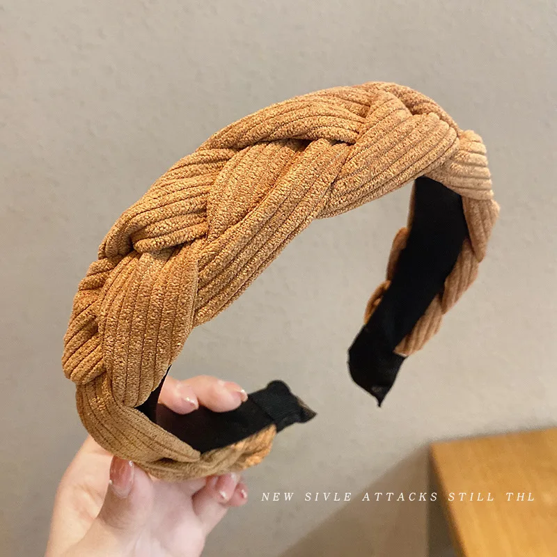 2023 New Korean Dough-twist Head Band Solid  Wide Hair Hoop French Vintage Elegant Headwear Headbands for Hair Woman