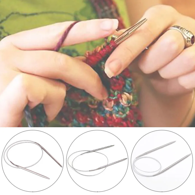 60/43/120cm Stainless Steel Circular Knitting Needles Crochet Needles For Knitting DIY Weaving Pins Needle Craft Tools