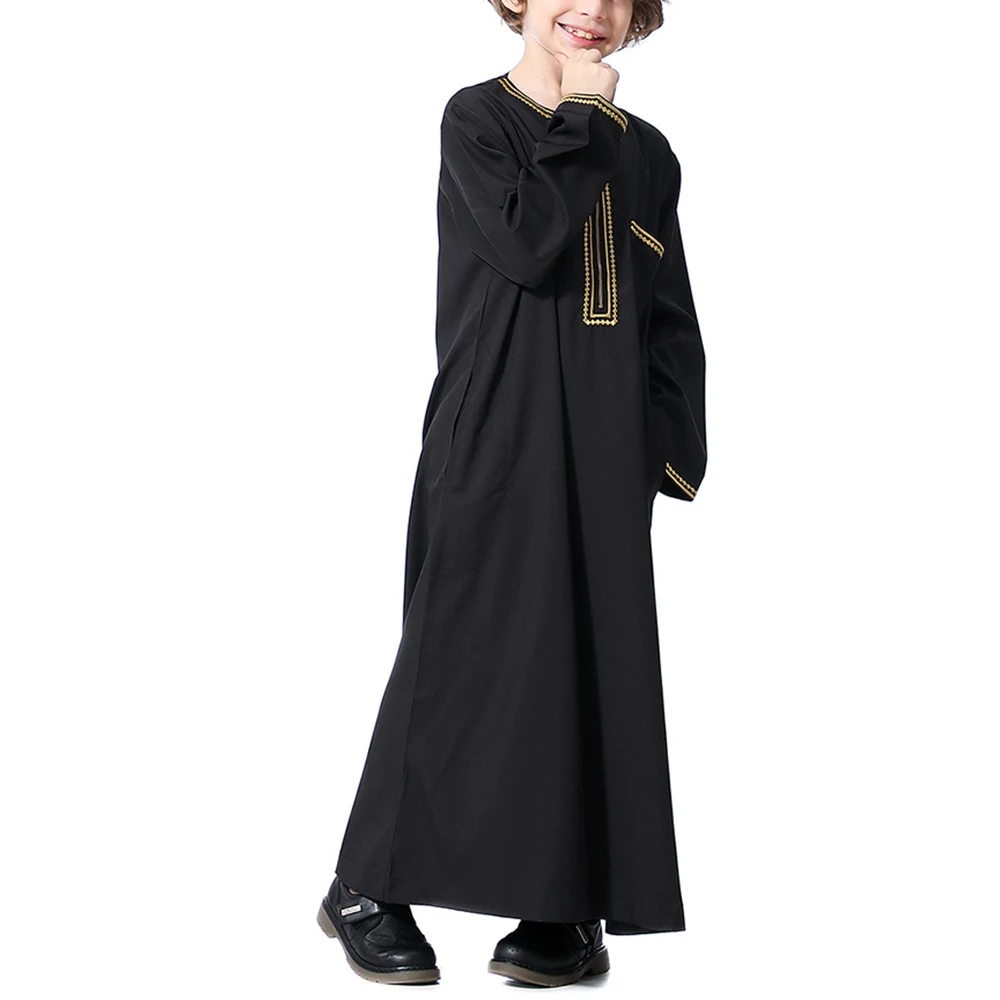 Boys Muslim Clothing Saudi Arab Robe Kid Abaya Kaftan Prayer Islam Clothing Long Sleeve Thobe Children Abaya Ramadan Jubba Thobe