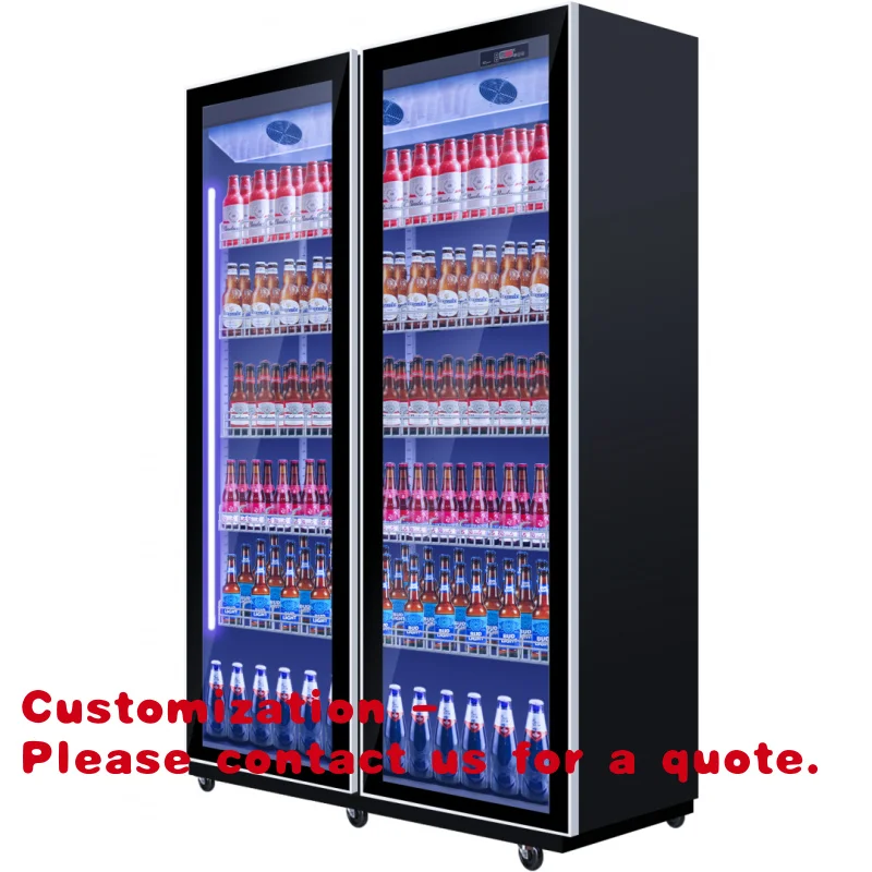 

Customize.Hotels Double Door Full Screen Upright Refrigerated-cooled Wine Display Refrigerator Freezer Restaurants