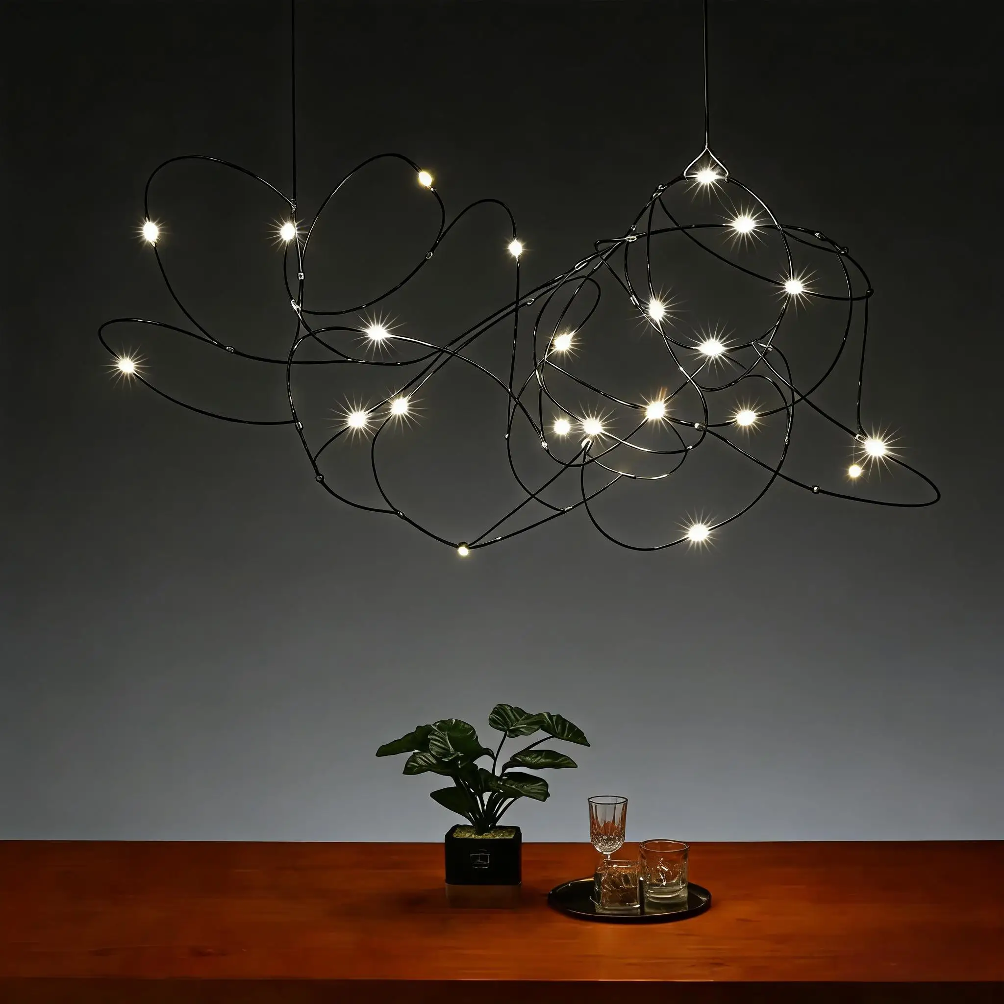 

Modern Wrought Iron Firefly Pendant Light LED Creative Chandelier for Living Room Dining Room Hotel Decor Adjustable Hanging Lig