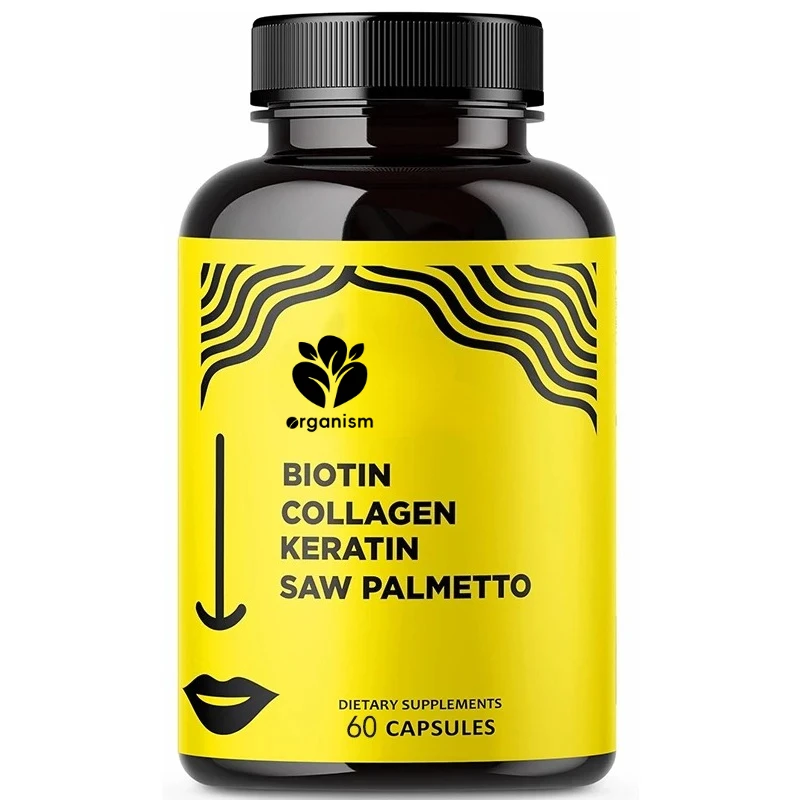 

Biotin vitamins contain collagen, keratin, and saw palm, suitable for hair, skin, and nail supplements -60 pills