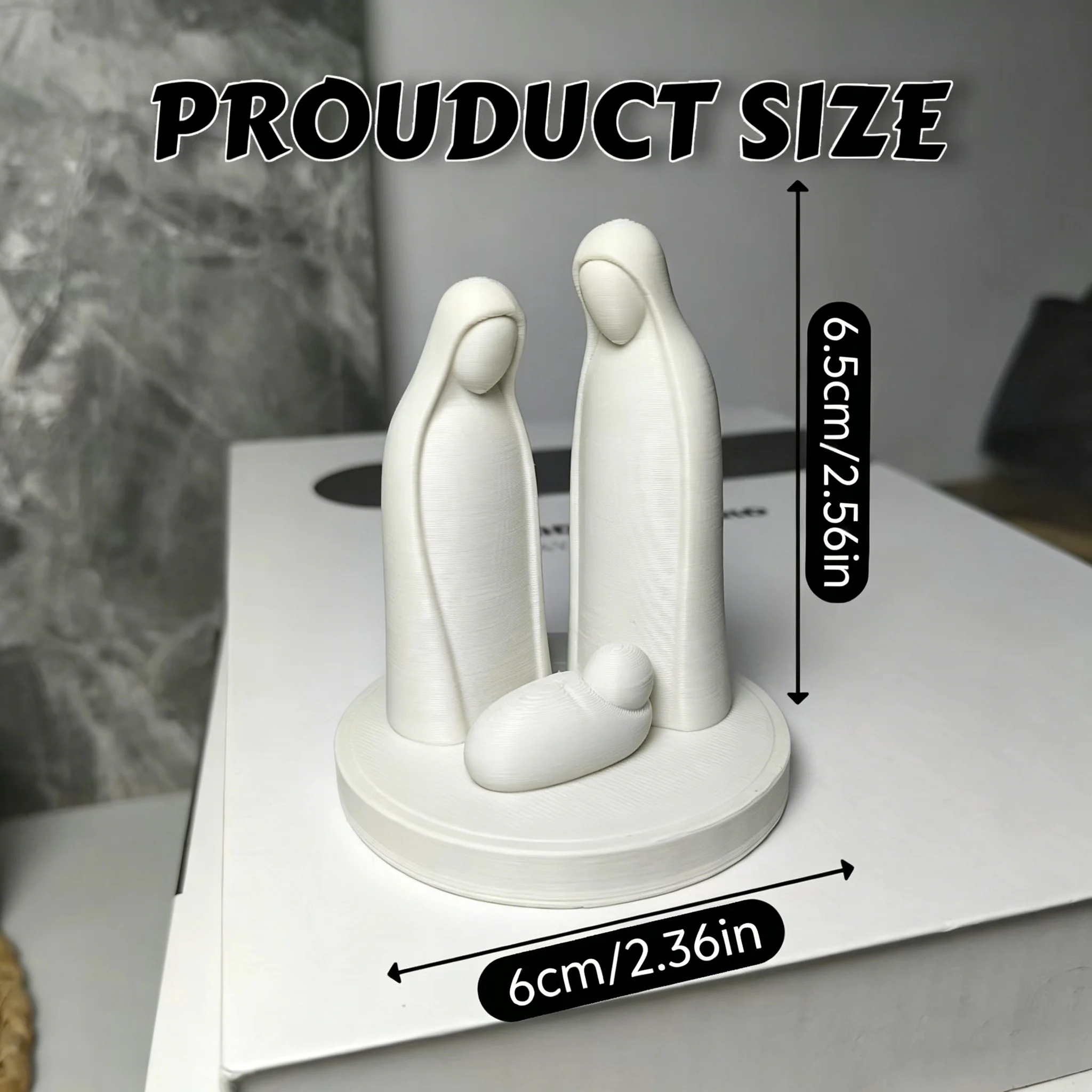 Minimalistische Krippenfigur, Abstrakte Heilige Familie Skulptur, Moderne Jesus-Geburt Statue für Heim-Dekoration & Religiöse Geschenke – Detail 6
