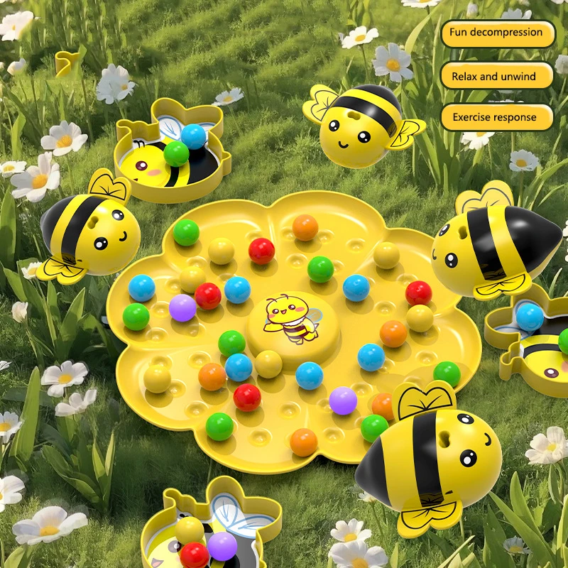Magnetic Board Games Bumble Bee Toy Montessori Sorting Puzzle Table Game Fishing Toys Interactive Family Games for Kids Adults