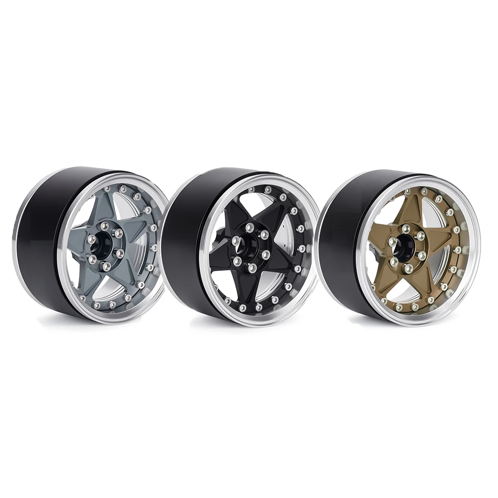 4Pcs 2.2 Inch Aluminum Star Beadlock Wheel Rims for 1/10 RC Crawler Axial SCX10 Wraith Capra TRX4 TRX6 D90 Upgrade Parts
