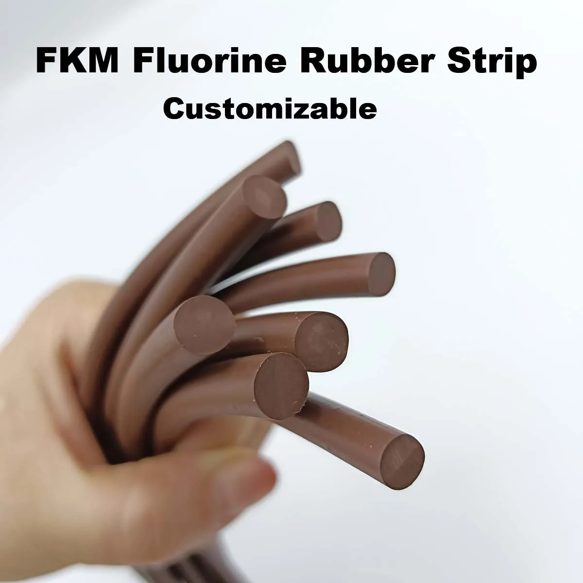 FKM Fluorine Rubber Strip Brown Solid Non‑Foaming O‑Ring Bar Seal Dia 1.5 2 2.5 3 4 5 6 8 12 15 20 25mm High Temp Resistant Cord