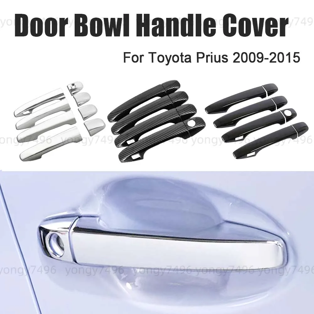 

Car Upgrade Carbon Fiber Chrome Gloss Black Door Bowl Handle Cover Trim For Toyota Prius 30 2009 - 2015 Cars Accessories Styling