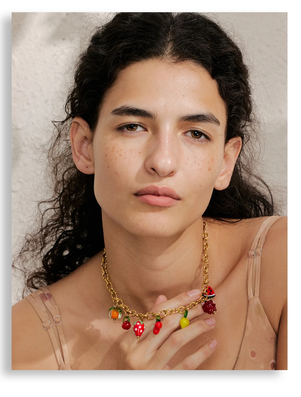 Yhpup Sweet Spring Summer Colored Glaze Fruit Charm Anhänger-Halskette, goldfarben, Edelstahl, trendiger Schmuck – Detail 2