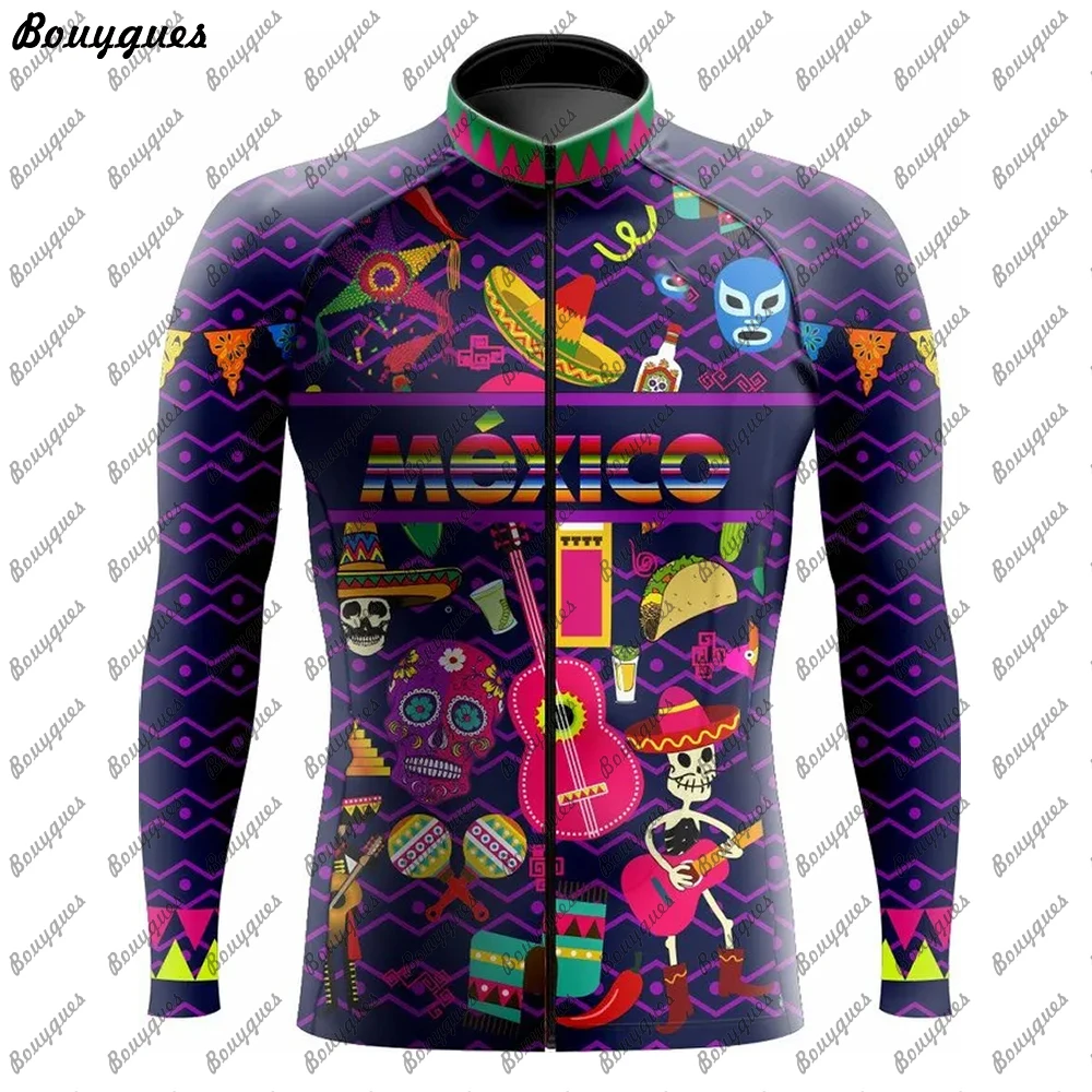 2023 Mexico Team Pro Cycling Jersey Set Long Sleeve Mountain Bike Cycling Clothing Breathable MTB Bicycle Clothes Wear for Mans