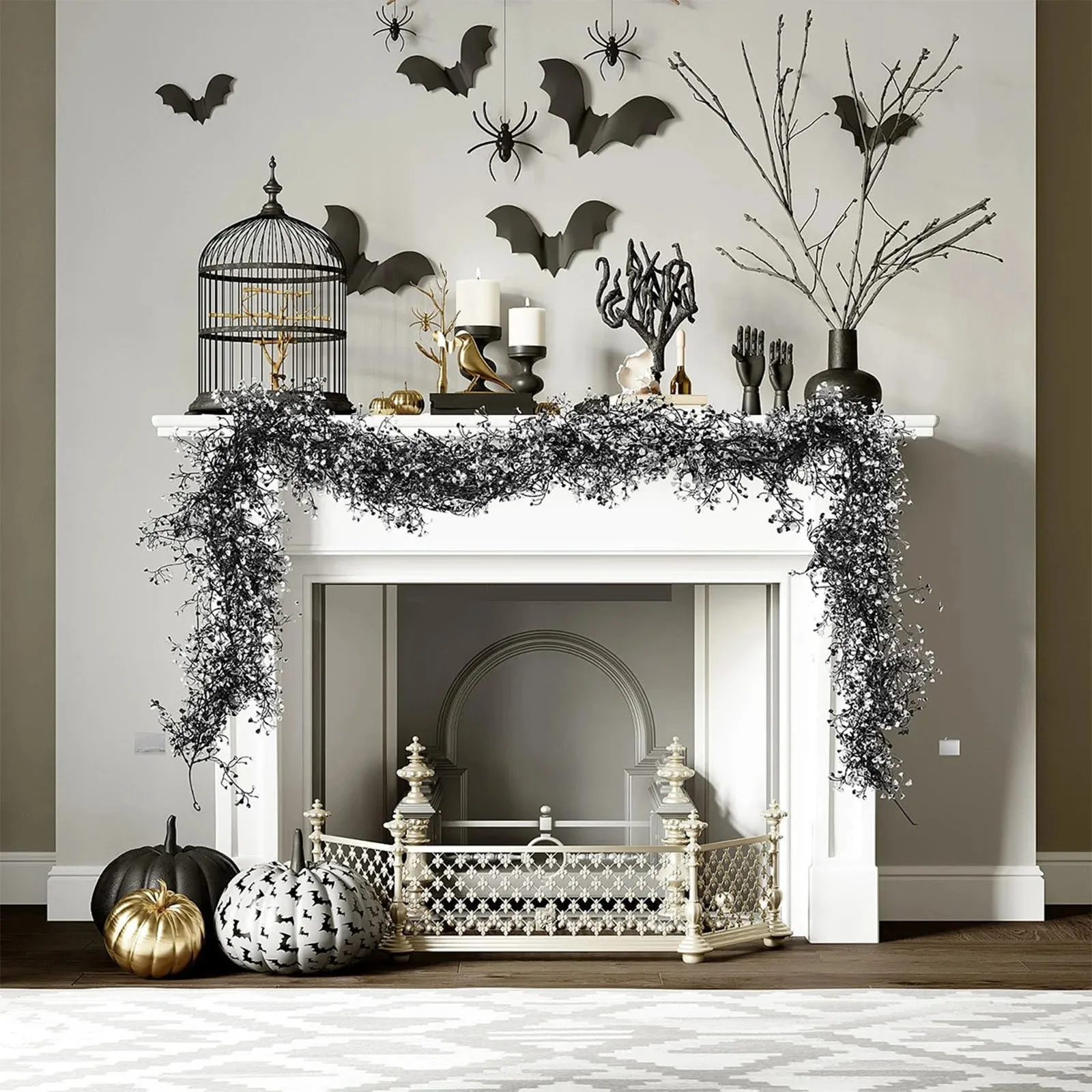 Halloween Artificial Branch Garland Realistic Black Golden BellWillow Vines Decor for Home Wall Party & Table Decor 2025 - view 3