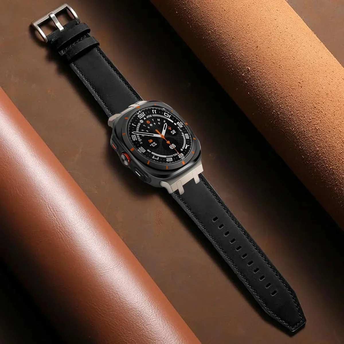 حزام جلدي فاخر لساعة سامسونج جالاكسي الترا 47 ملم QuickFit حزام أعمال للرجال سوار كوريا لسوار سامسونج الترا 2025