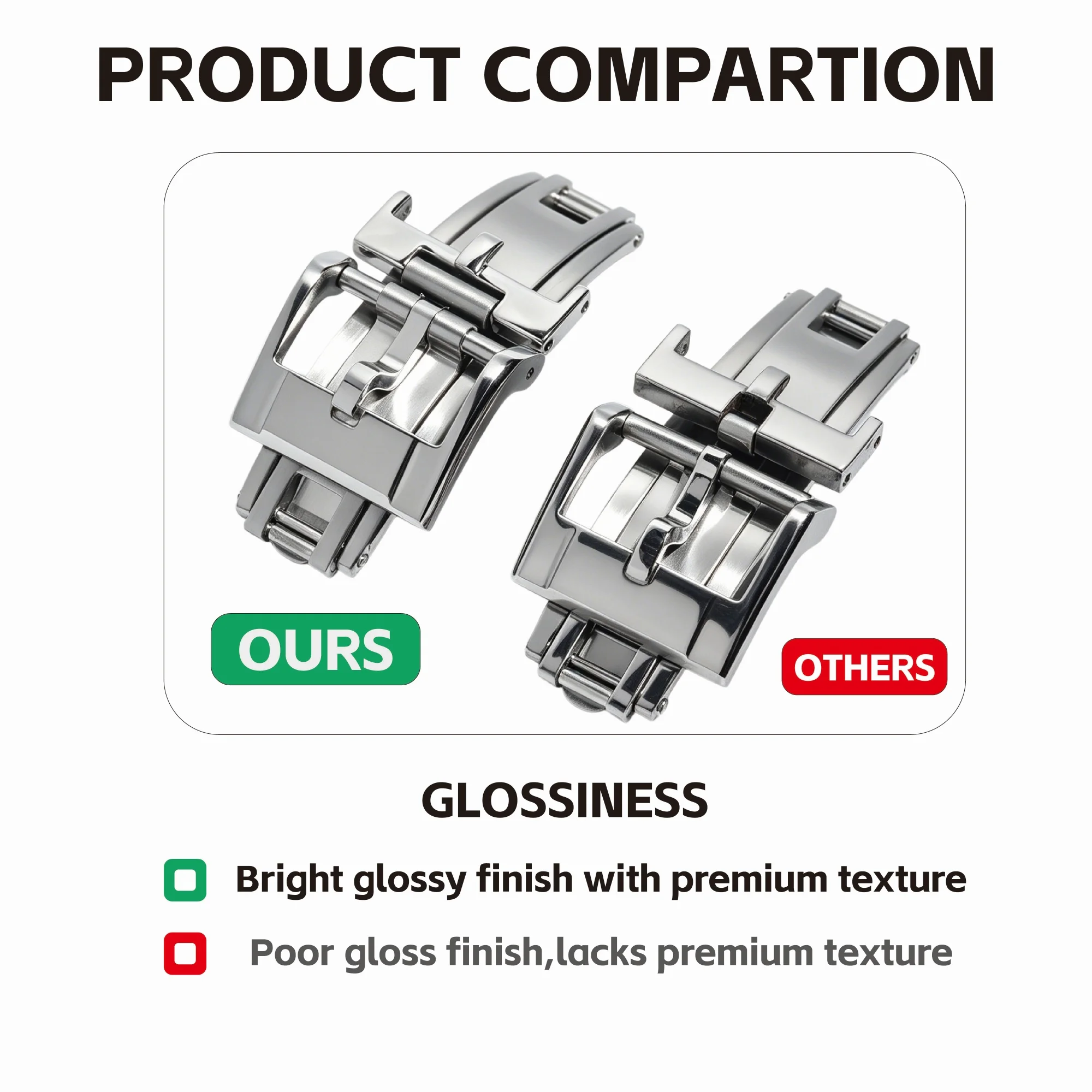 

316L Stainless Steel Metal Folding Buckle for Omega Rolex Watchband Clasp 16mm 18mm Brushed Spring Deployant Clasp Watch Buckle