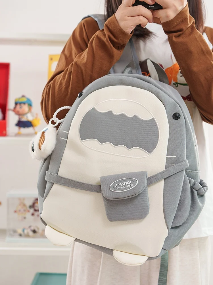 

Cute Cartoon ark Bapa Versatile Student Bag for Class And Outdoor High Aesthetic Dual oulder Bag Soft Nylon Material