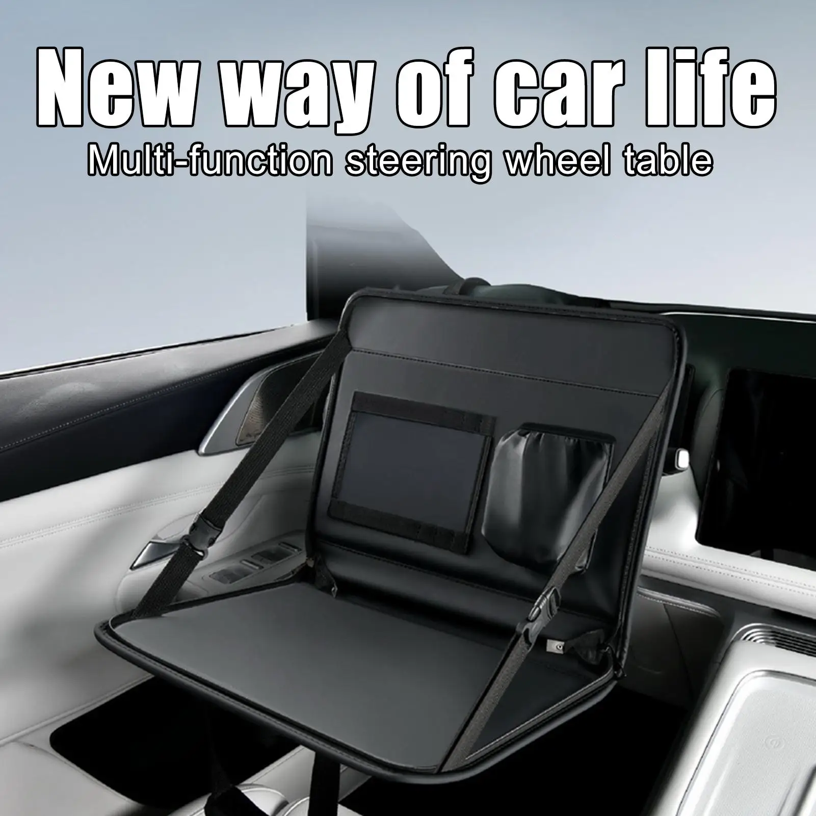 Car Backseat Table Car Steering Wheel Tray Auto Interior Writing Eating Table Phone Holder Organizer For Vehicle RV Sedan Truck