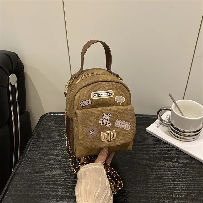 

2025 Trend Heavy Industry Travel Large Capacity Simple Foreign Style Chain Single Shoulder Double Shoulder Small Backpack Female