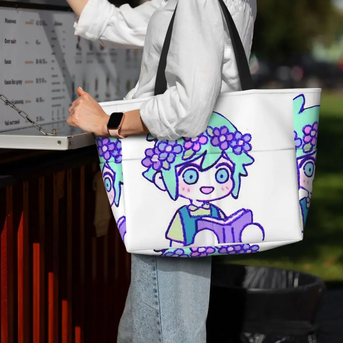 Cute Basil Omori Emote Beach Tote Bag Sport Gym Yoga Duffle Large Tote Bag Women Travel Bag Fitness bag