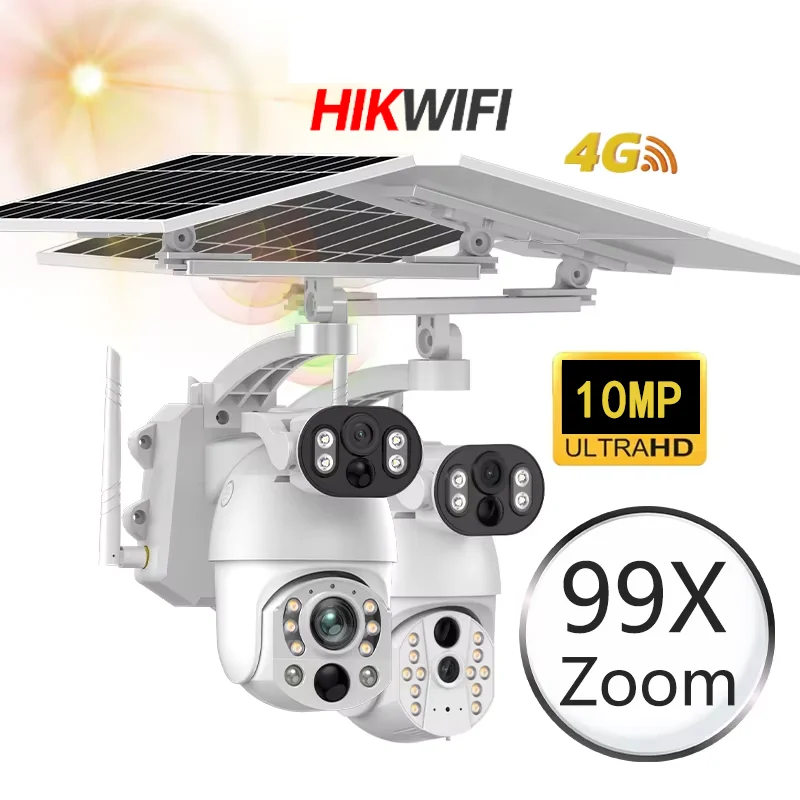 

HIKWIFI 10MP 99X Optical Zoom 4G Auto Tracking Solar Security Camera Motion Detection Solar Camera 4g Sim Card