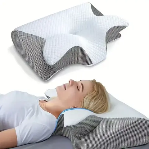 나비 수면 메모리 목 베개 느린 리바운드 편안한 메모리 폼 수면 베개 자궁 경부 정형 외과 목 마사지 침대 베개
