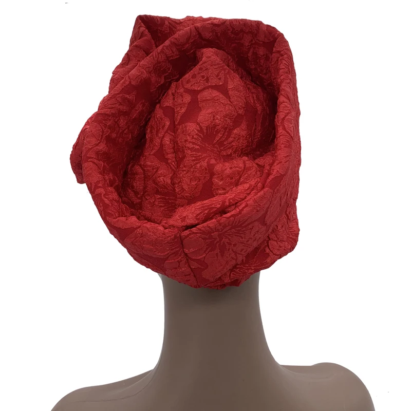 2023 Exaggerated Women\'s Turban Cap African Pleated Party Head Wraps Nigeria Traditional Party Headgear Turbante Mujer