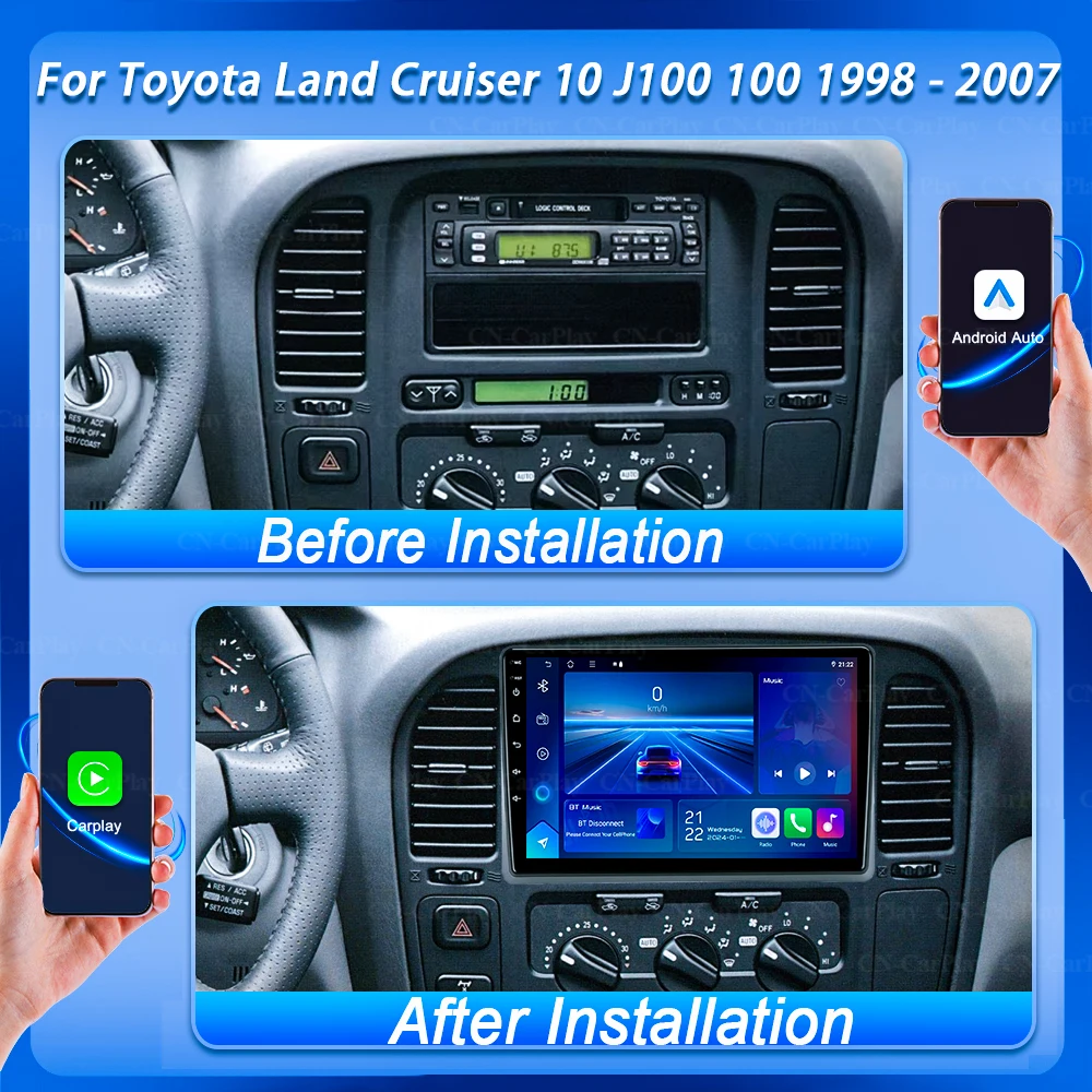 Android 16 For Toyota Land Cruiser 10 J100 100 1998 1999 2000 2001 2002 2003 2004 2005 2006 2007 Carplay Auto Multimedia Stereo