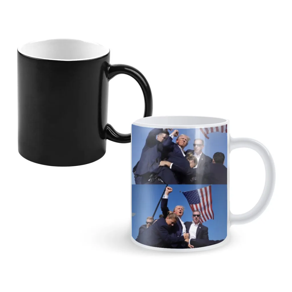 Trump Fight 2024 Creativity Change Color Chang mug Ceramic mug Hot Coffee Cup Breakfast Cup mug Friend Gift