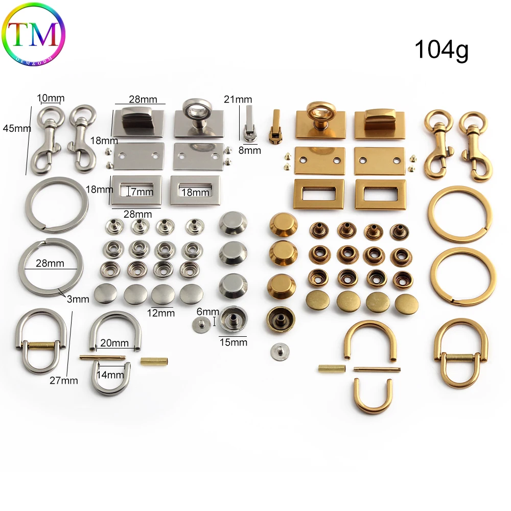 Full Set Hardware Accessories for Classic City Bag Replacement, Metal Buckle Clasp Zipper Pull Rivets Studs Bag Repair Part Kit