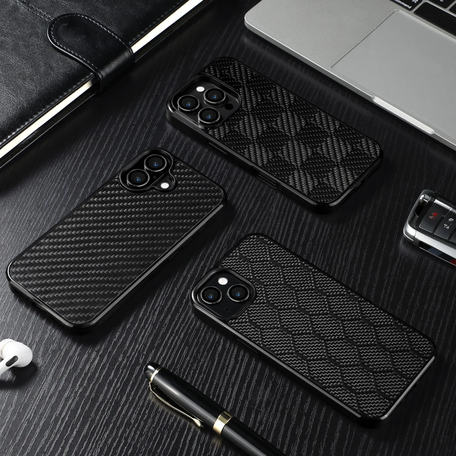 

Carbon Fiber Magnetic Phone Case Ultra-thin Shock Absorption, Luxurious Business Style For iPhone 17 16 15 14 13 Pro Max