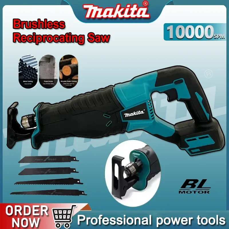 

Makita Brushless Reciprocating Saw Reciprocating Saw Portable Cordless Power Tools With 4pcs Saw Blades For 20V 18V Battery