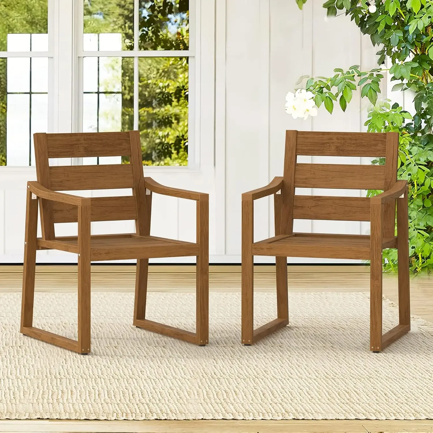 

HDPS Outdoor Dining Chairs Set of 2, 350LBS, Patio Dining Chairs with Armrest, All Weather Outdoor Kitchen Chairs