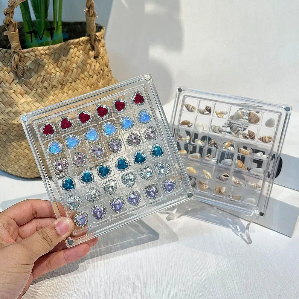 

Acrylic Magnetic Seashell Display Box Multifunctional Stackable Seashell Storage Box Clear 36 Grids Beads Collection Box Nail