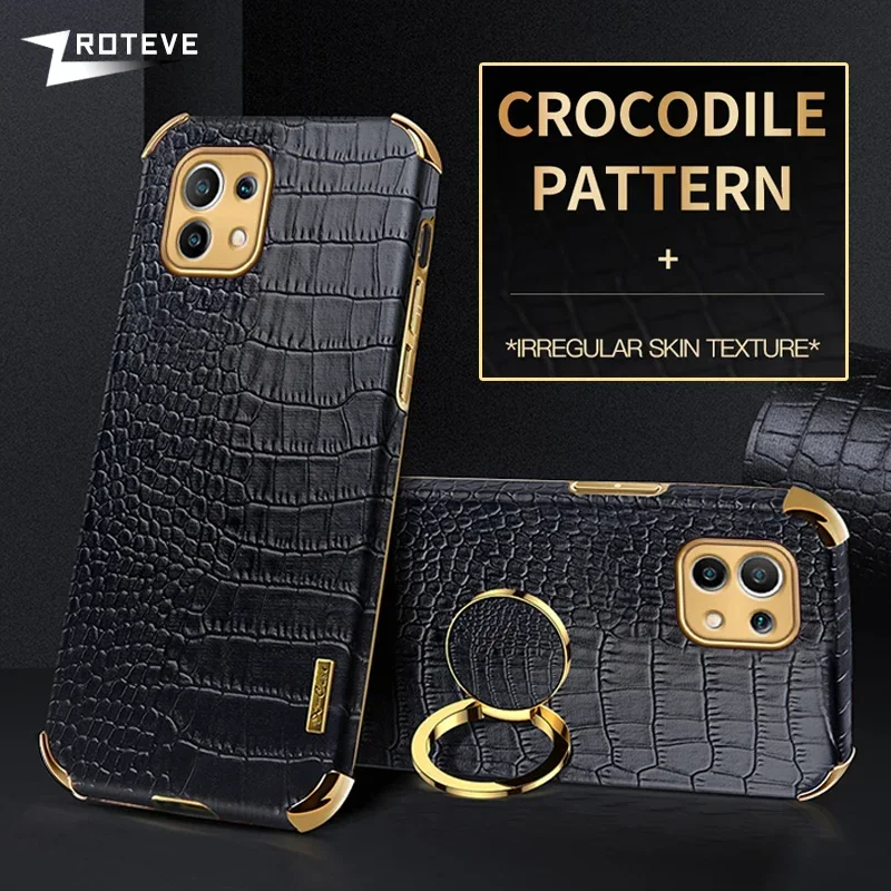 Mi11 Lite Case Zroteve Crocodile Leather Ring Holder Soft Cover For Xiaomi Mi 11 T 12 12T 12X 11i 11T Pro Xiomi Mi11T Mi12 Cases