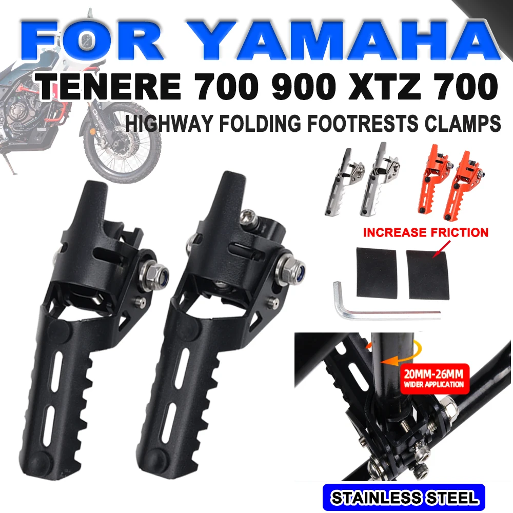 

Tenere 700 Highway Front Foot Pegs Folding Footrests Clamps 20-26mm For YAMAHA Tenere700 XT700Z T7 T 700 Motorcycle Accessories