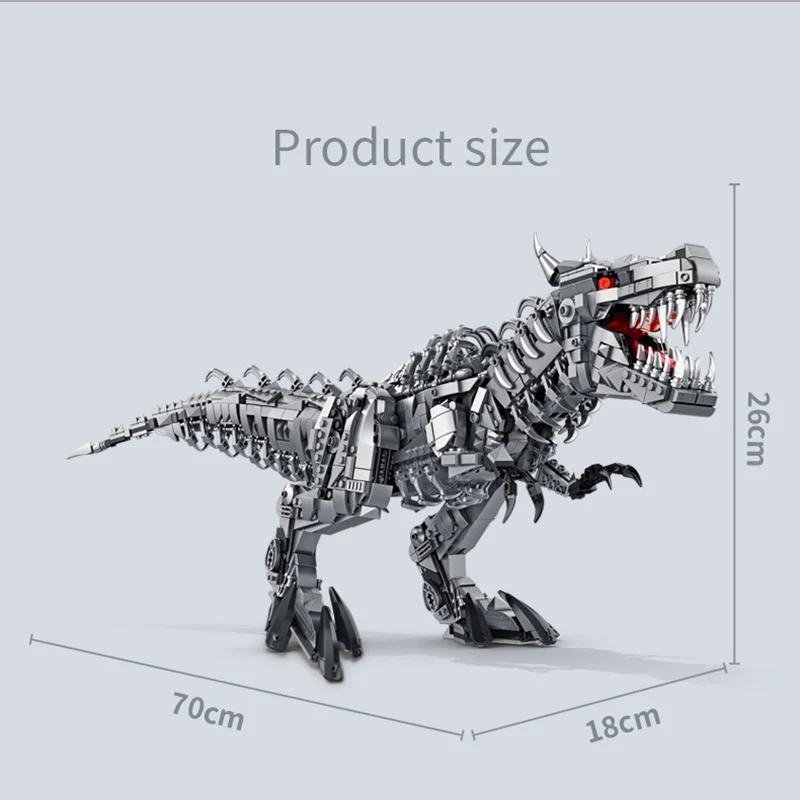 Jurassic Dinosaur World Large Mechanical Tyrannosaurus Rex Building Blocks T-rex Model With Lights Bricks Toys For Children Gift