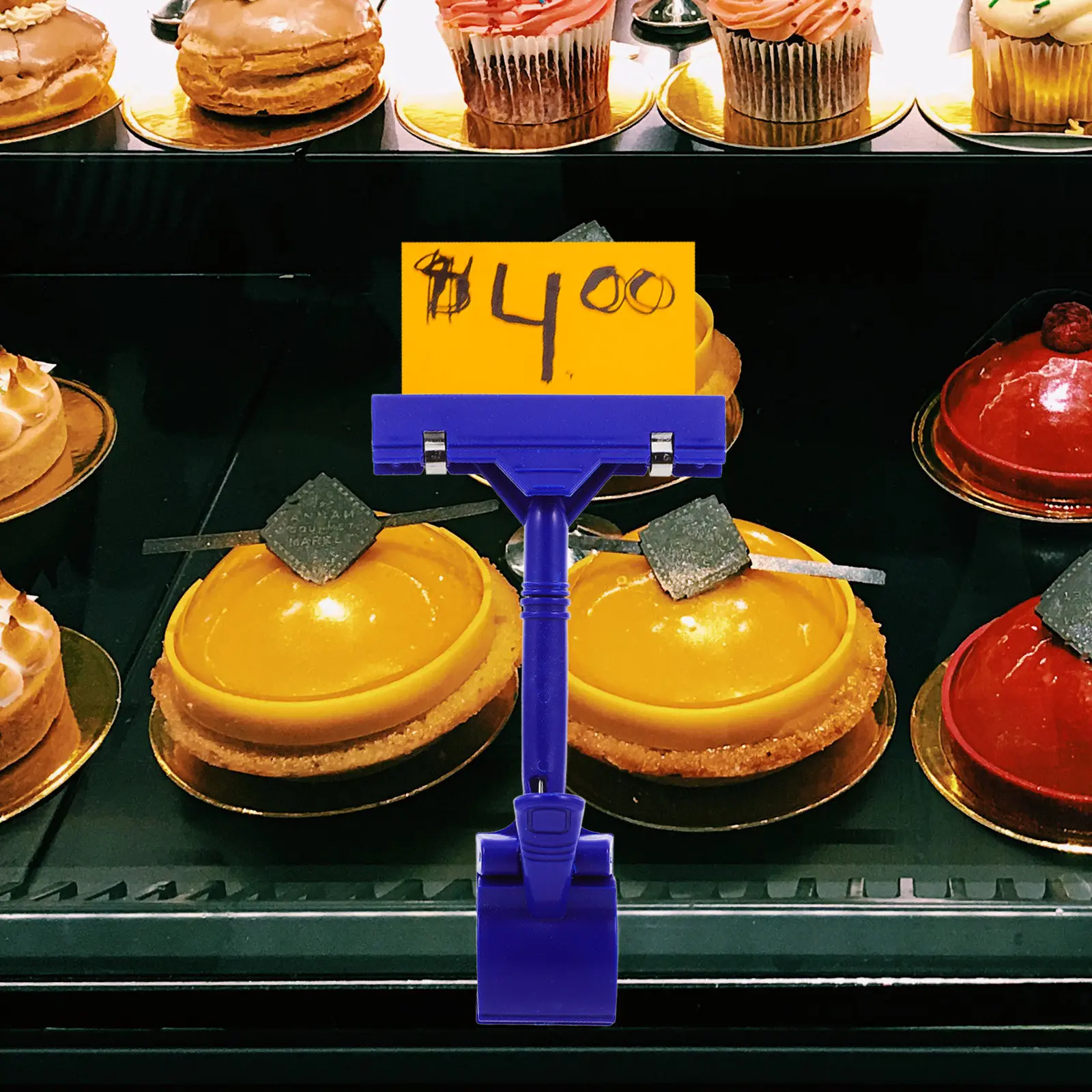 

10Pcs Advertising Clip Plastic Sign Holder Rotatable Merchandising Double Sided Clip Pop Display Tag Label Holder Blue