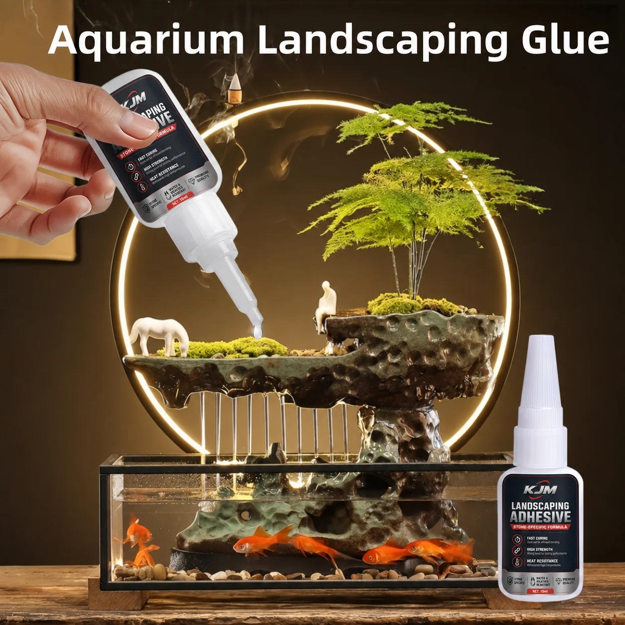 KJM Aquascaping Glue 35g, Transparent Aquarium Adhesive For Fish Tank, Rock And Plant Bonding For Miniature Landscape