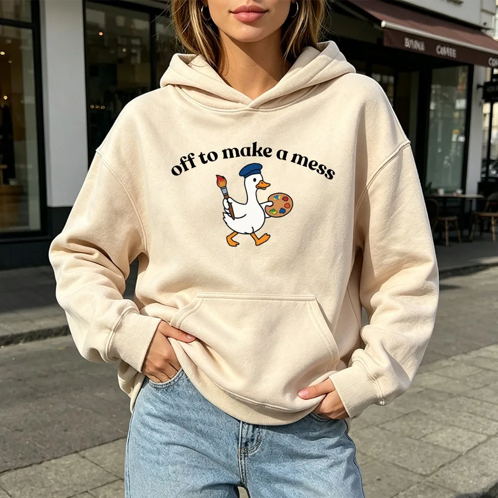 Cute Art Student Sweatshirt Off To Make A Mess Hoodie Funny Painter Gift Artist Goose Sweater Painting Lover Art Teacher Gift
