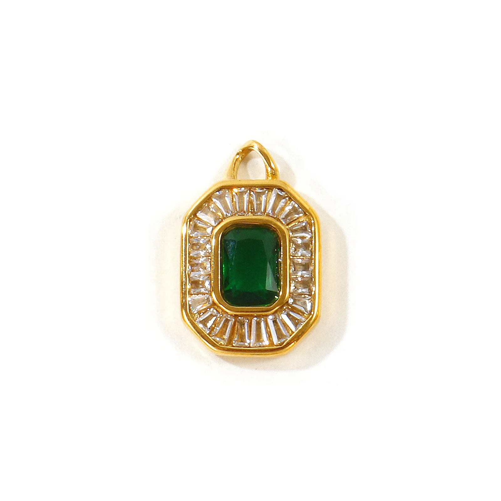 1 Stück Mehrfarbiger Ovaler Kubischer Zirkonia Geometrischer Anhänger 18K Vergoldeter 304 Edelstahl-Anhänger für DIY Halsketten-Schmuckherstellung – Detail 1