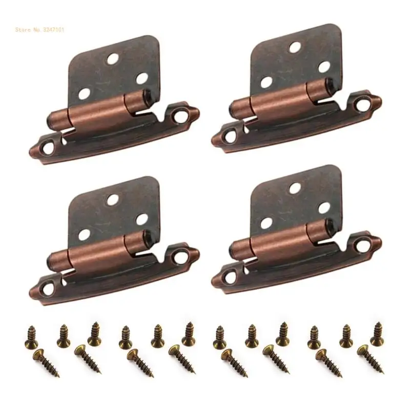 4Pcs Closing Cabinet Hinges Semi Concealed Cabinet Hinges Easy to Install Dropship