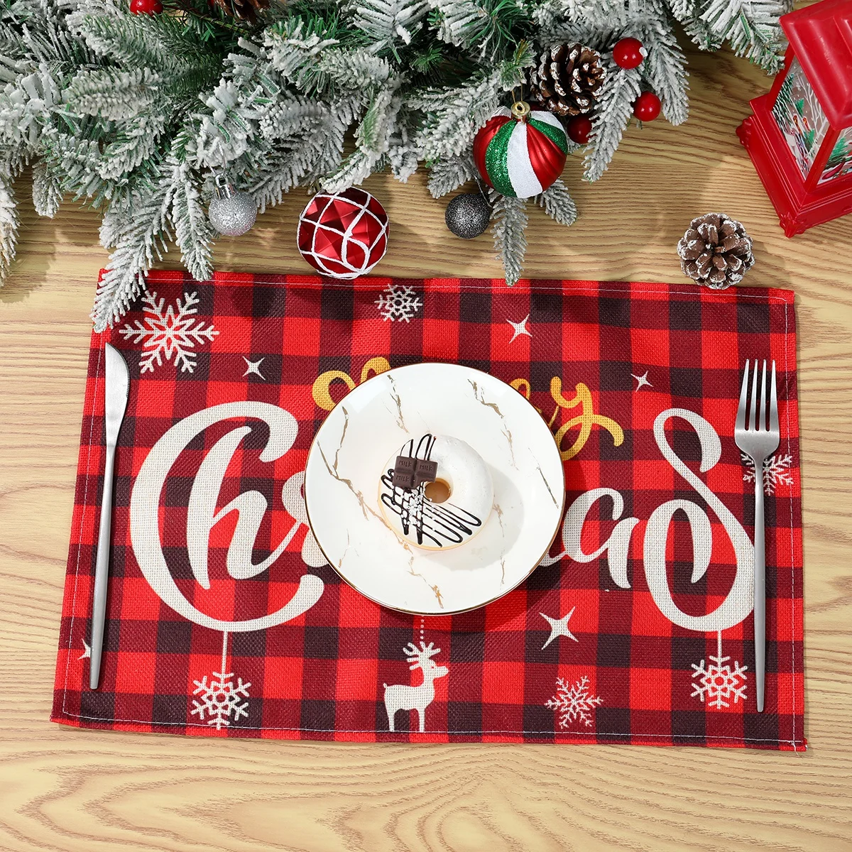 Christmas Placemats Merry Christmas Decorations for Home 2024 Dining Table Mats Xmas Ornament Navidad Natal New Year Gift 2025