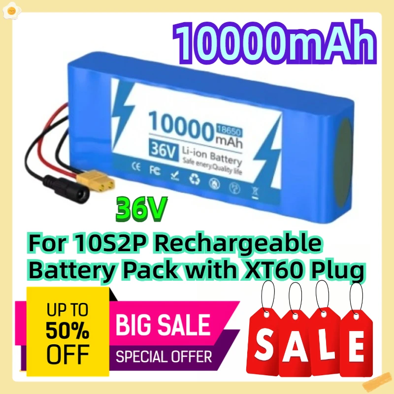 

For 10S2P 36V 10A Rechargeable Battery Pack with XT60 Plug