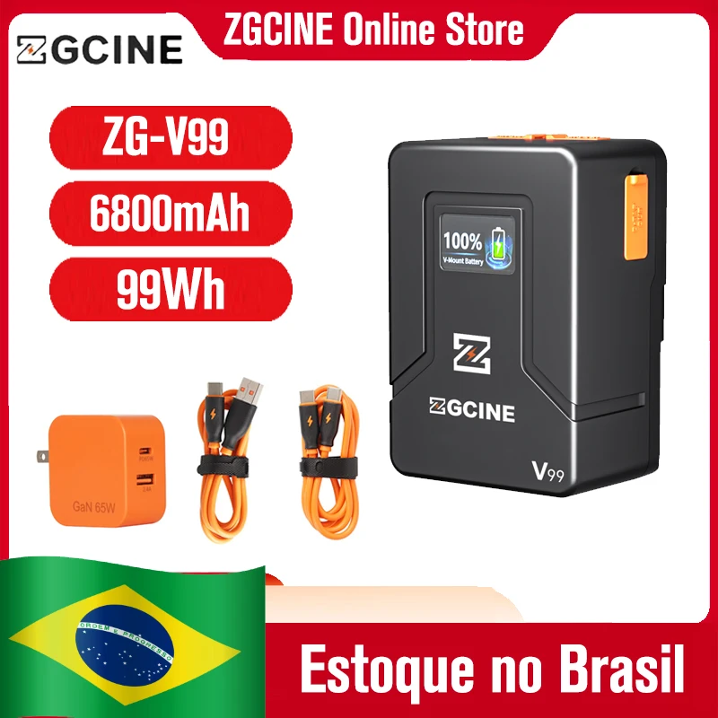 (Brazil Stock) ZGCINE ZG-V99 V99 V Mount Battery V-Lock Spare Auxiliary Battery Power Bank for Filmmakers Video Light