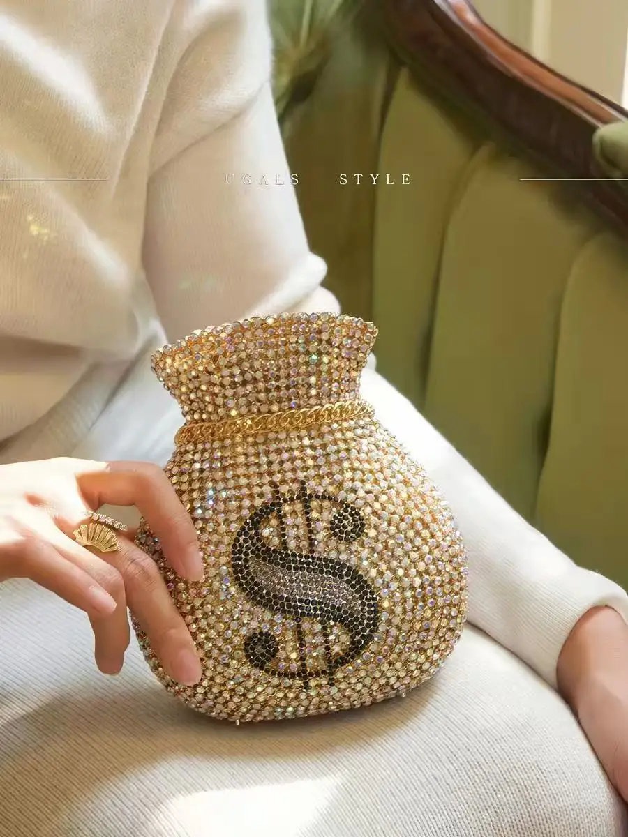 

Сумка-клатч для свадебной вечеринки в форме денежной купюры, украшенная кристаллами и стразами, вечерняя сумочка с бриллиантами, роскошная блестящая женская сумочка