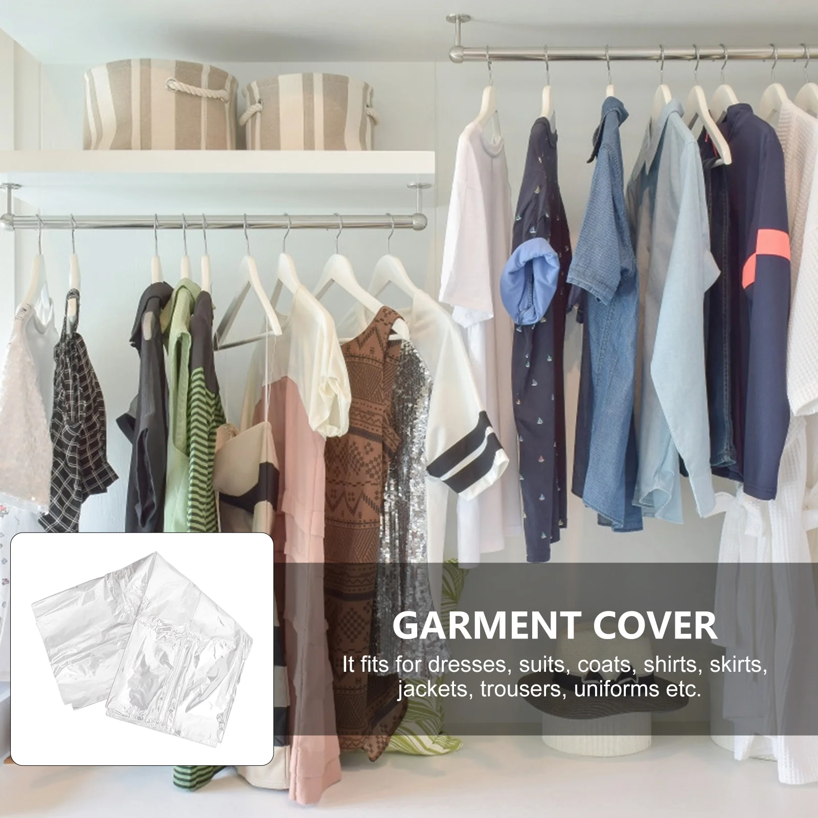 

30Pcs Dust Cover for Clothes Clear Plastic Garment Storage Bag with Hanger Opening Suit Cover for Home Travel Use